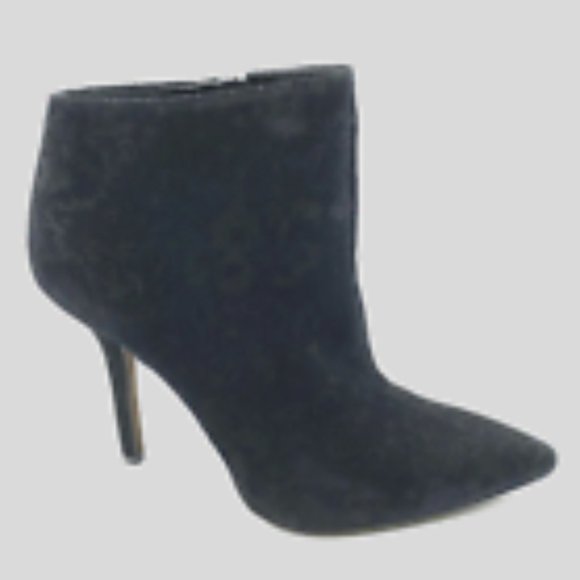 NEW VERA WANG BIANCA Black Pointed-Toe Texture Suede Bootie 7.5 38 Ankle Boots - Picture 3 of 12